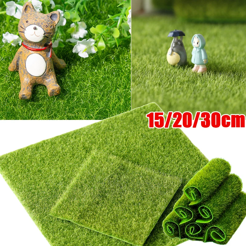 

15/20/30cm Grass Mat Green Artificial Grassland Moss Lawn Turf Carpet DIY Micro Landscape Home Floor Aquarium Wedding Decoration