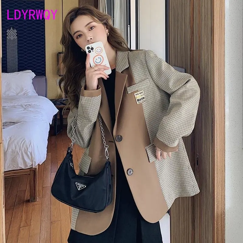 

Checkered casual suit for women's spring 2023 new color matching suit