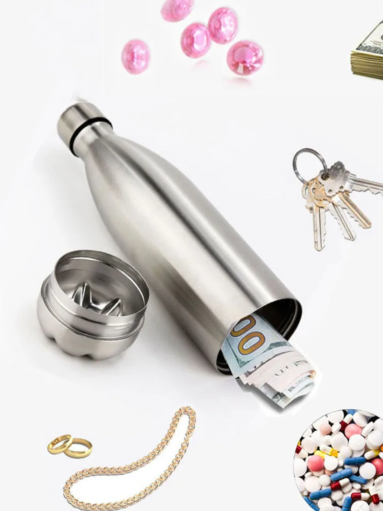 

750ml Safe Water Bottle Stainless Steel Cola Bottle Vacuum Flask with Secret Stash Space Portable Cycling Sport Bottles Thermos