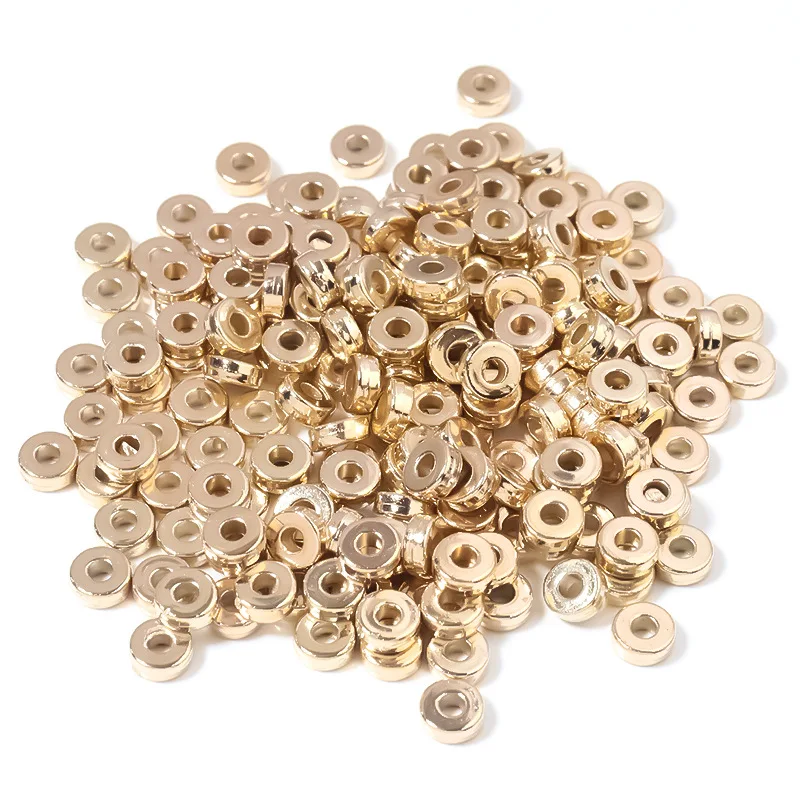 

100pcs/Lot 6mm Oblate Round CCB Beads Golden Big Large Hole Acrylic Spacer Charm Bead for DIY Jewelry Making Findings