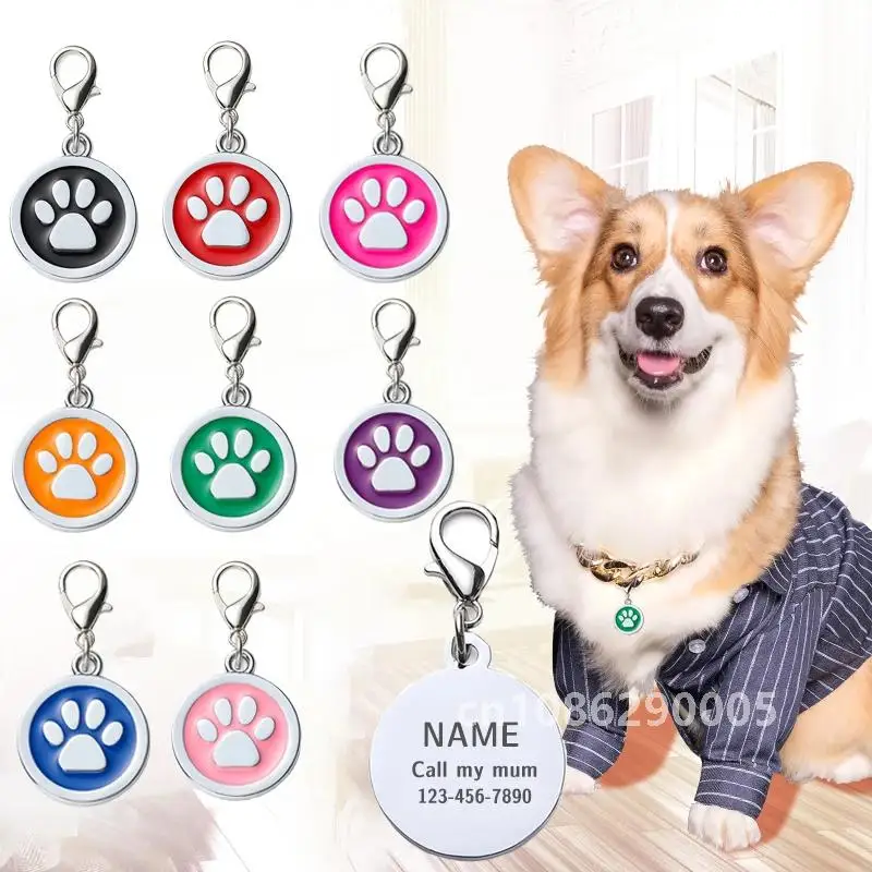 Настраиваемые адресные бирки для ошейника собак медаль с гравировкой имени