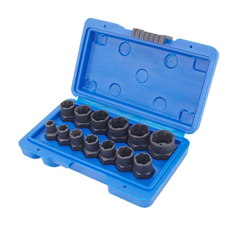 

13x 6.35-19mm Professional Rugged Impact Bolt Nut Remover Set with Storage Box