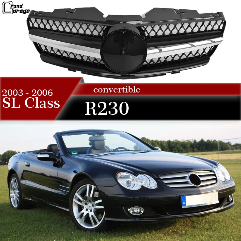 

Pre-facelifted R230 Radiator Grille High Gloss Finished Front Bumper Grill for Mercedes SL Class R230 2003 - 2006 SL 300 SL 350