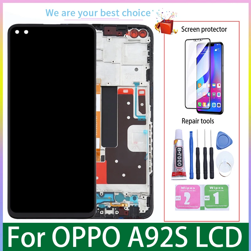 Оригинальный ЖК-дисплей 6,57 дюйма для OPPO A92S с рамкой кодирующий преобразователь сенсорного экрана в сборе, запасные части PDKM00