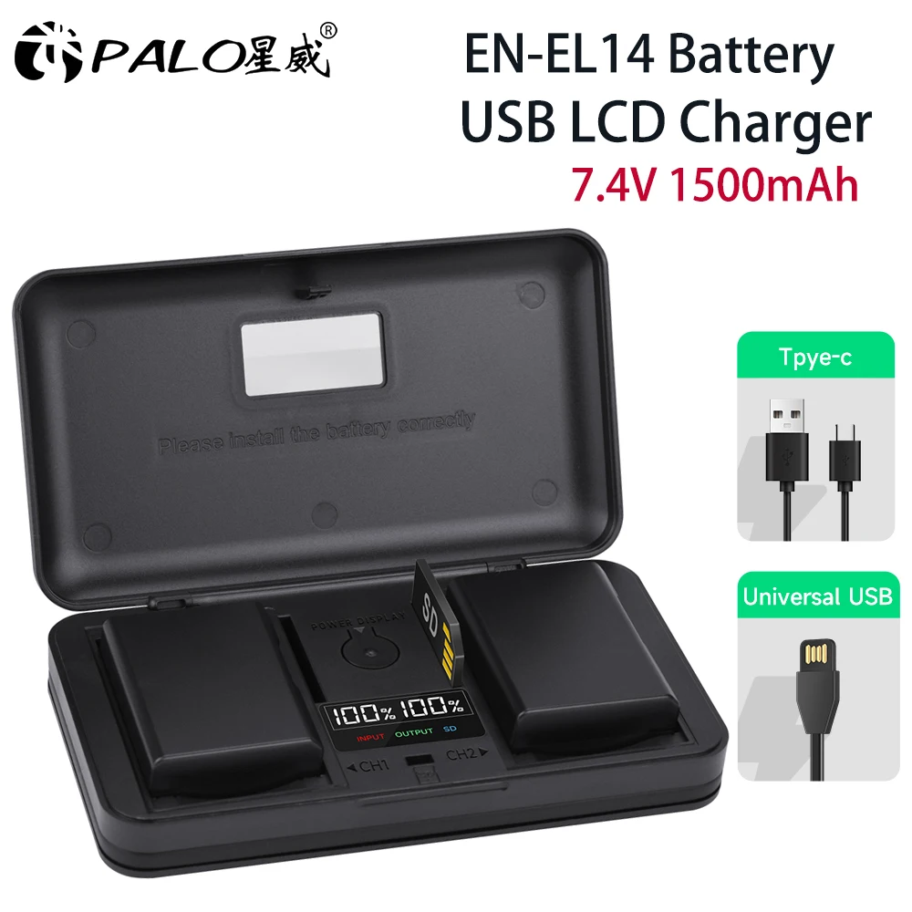 EN-EL14 EN EL14 EN-EL14a Camera Battery + USB Charger case for Nikon D3100 D3200 D3300 D5100 D5200 D5300 P7000 P7800 Battery