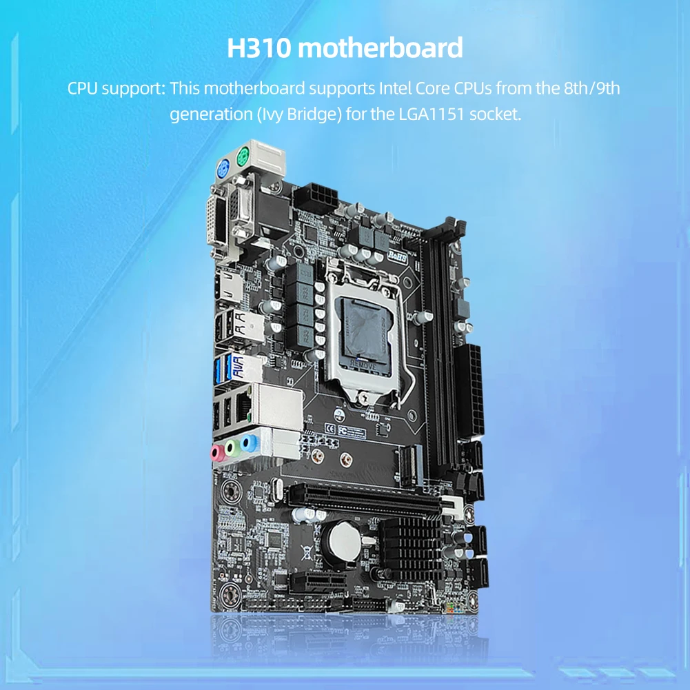 

Материнская плата LGA1151 для настольных компьютеров H310, материнская плата 32 Гб VGA/HDMI-совместимая с портами DVI Micro-ATX DDR4, материнская плата 100M сеть