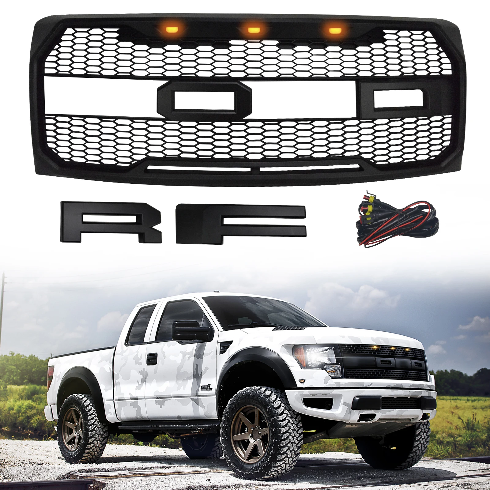 

Высококачественная передняя решетка Раптора для 2009-2014 Ford F150, заправка гоночных Грилей