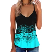 women tank top 2022 new summer printed cami tee vest bohemian style v neck sleeveless female top casual loose camisole tank top