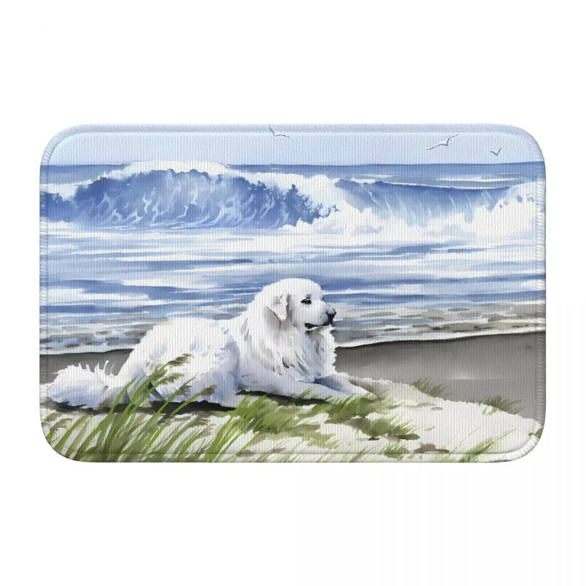 Great Pyrenees At The Beach Дэвид Роджерс Коврики для унитаза ванной Коврик Ковер Дом
