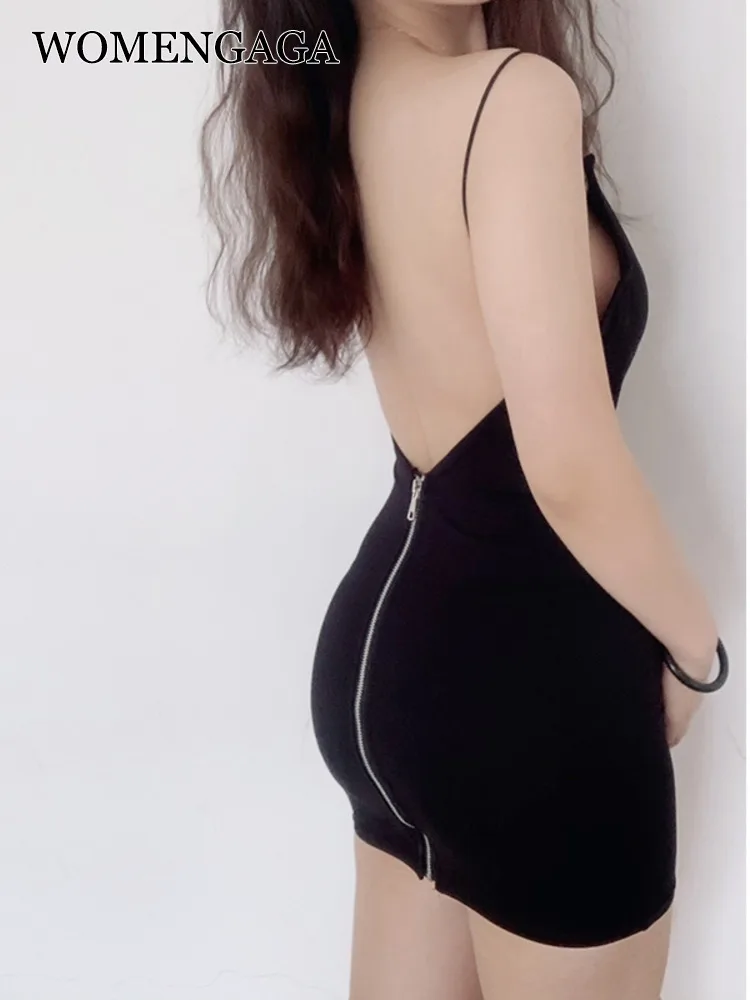 

Мини-платье женское летнее на молнии, с открытой спиной, D8H