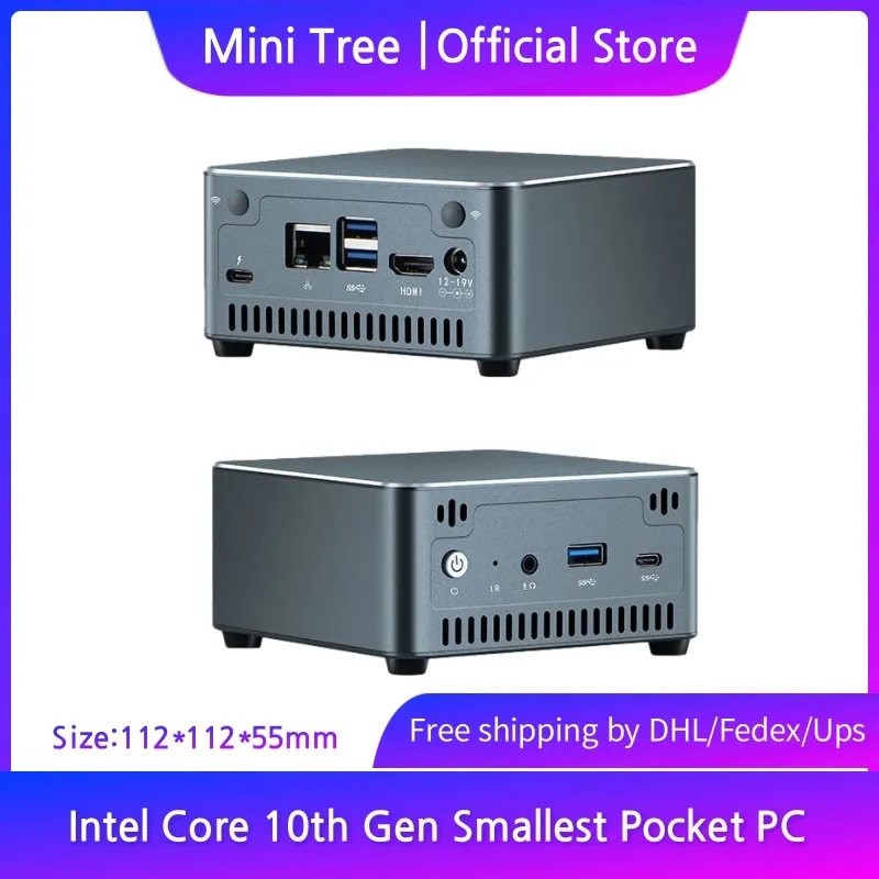 Newest Tiny PC Intel Core i3 10110U i5 10210U i7 10510U Win10 Intel i225V 2.5G Wired LAN High Performance Mini PC Thunderbolt 3