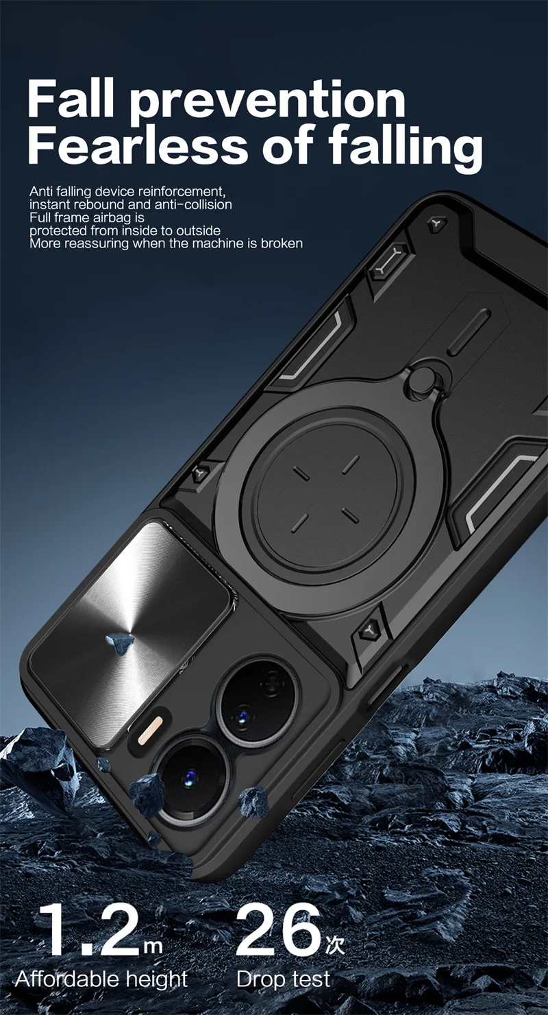 ДЛЯ VIVO Y16 V2214 чехол слайд-камера защитная стойка для телефона Y 16 Y1 6 4G задняя крышка