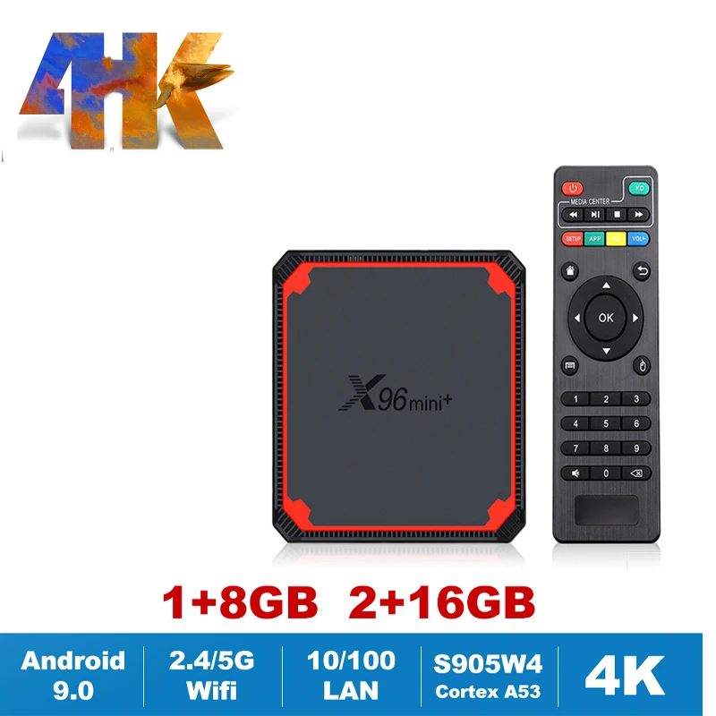 

X96 mini Plus Smart TV Box HD 4K Quad Core A53 Dual Wifi H.26 Android 9.0 Amlogic S905W4 Set Top Box Smart Media Player