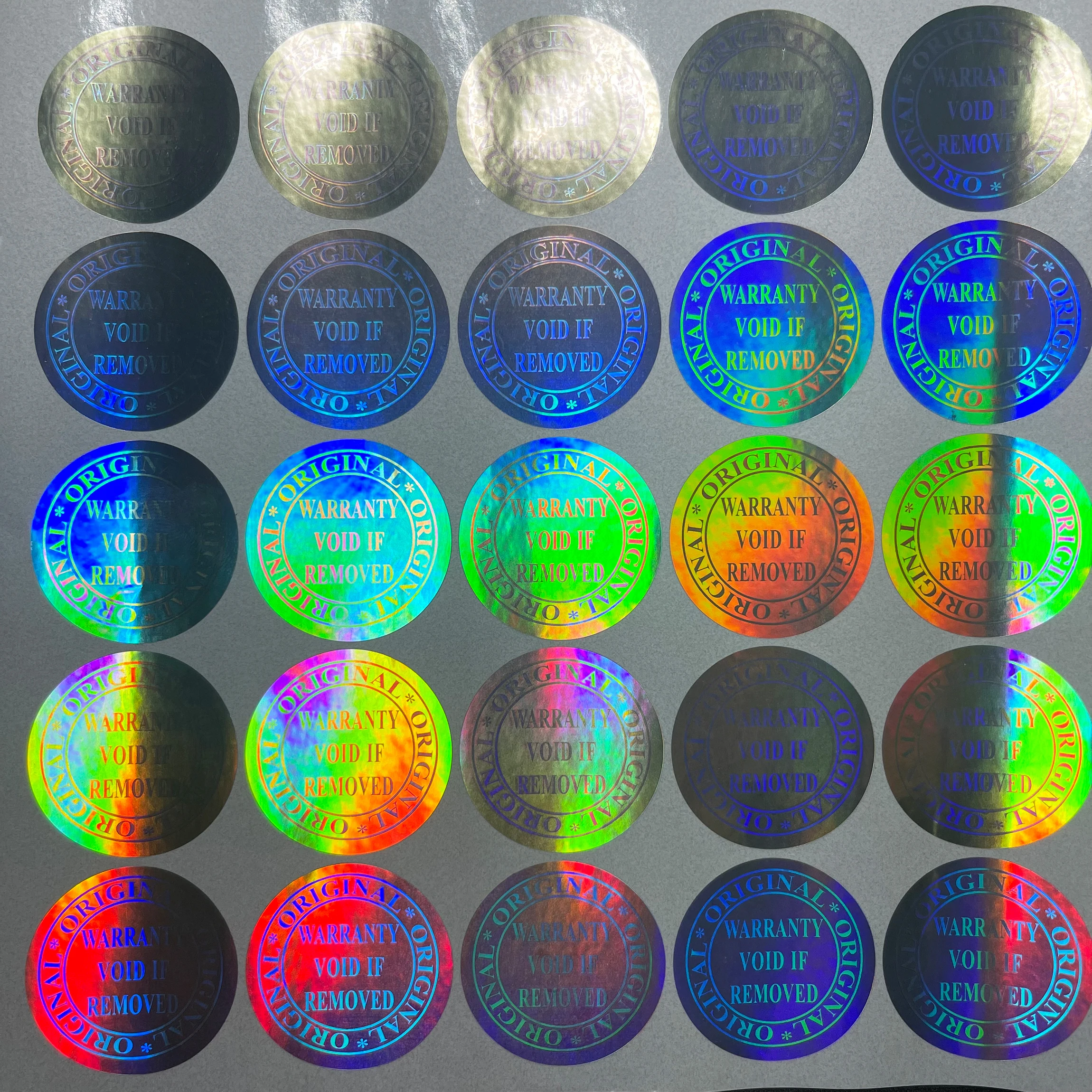 10000pcs 30x30mm silver holographic sticker warranty void sticker tamper proof security seal sticker laser sticker