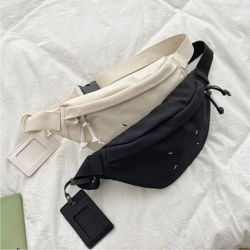 

Female New Fanny Pack Waist Bags Women Canvas Cotton Bag Casual Ladies Chest Bag Sport Canvas Youth Bosom Bag Whole Sale