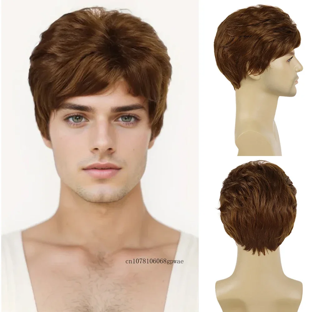 Парик мужской синтетический с челкой короткий термостойкий многослойными