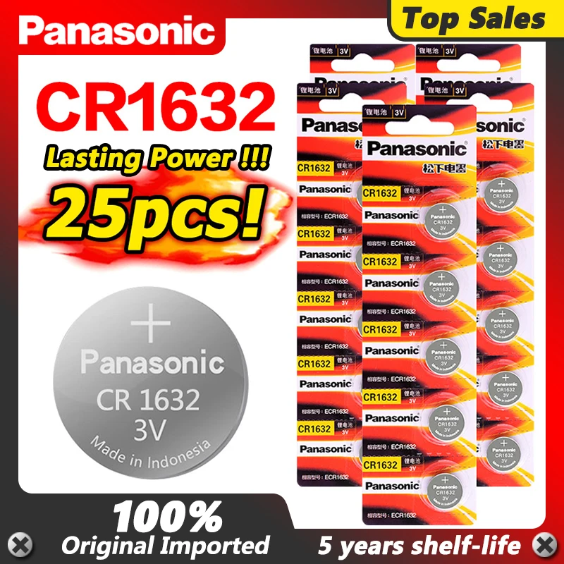 

5-100 шт. оригинальный литиевый аккумулятор Panasonic CR1632 1632 DL1632 ECR1632 BR1632 3 в для смарт-часов пульт дистанционного управления кнопочная Монетка