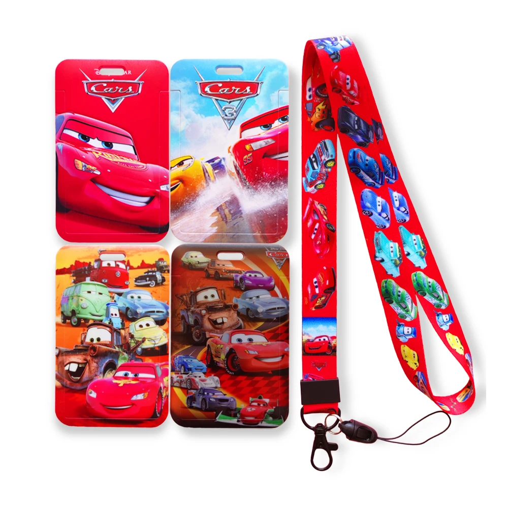 Disney Cars Boys Bank Card Holder Business Badge Card Case Frame ABS Employee Case Cover Student Lanyard ID Card Holder