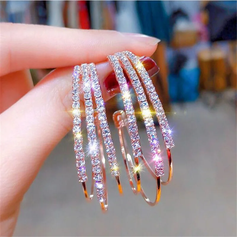 

Luxury Geometric Hoop Earrings for Women Wedding Engagement Earring Birthday Party Valentines Day Gift Jewelry Pendientes Mujer