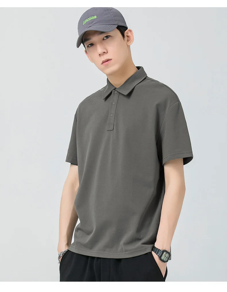 

M0019 Letter Print Half Sleeve Round Neck Casual Heavy Cotton Men's Short Sleeve T-Shirt