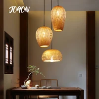 handwoven bamboo chandelier retro dining room lantern chandelier e27 garden home room decorative lighting fixtures pendant light