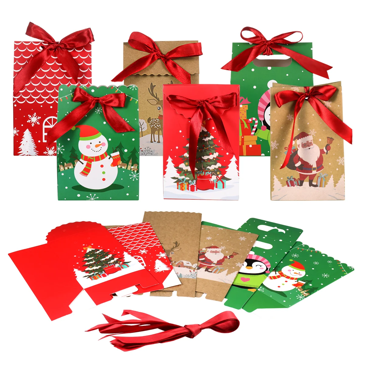 

Christmas Boxes Treat Gift Candy Cookie Paper Goodie Holders Box Favor Holiday Party Wrapping Snack Cellophane Portable Cookies