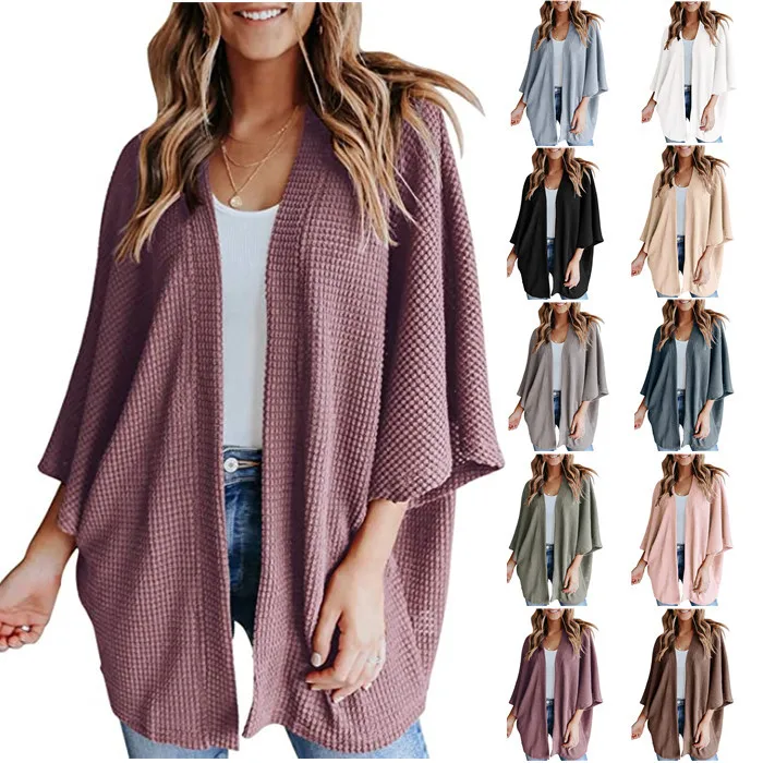 

2023 New Summer and Autumn Temperament Waffle Song Women's Cardigan