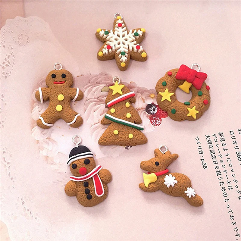 3sets 12/2Mini Gingerbread Man Christmas Ornaments Deer Snowman Chrismas Tree Pendant Decoration New Year Decor Party Supplies