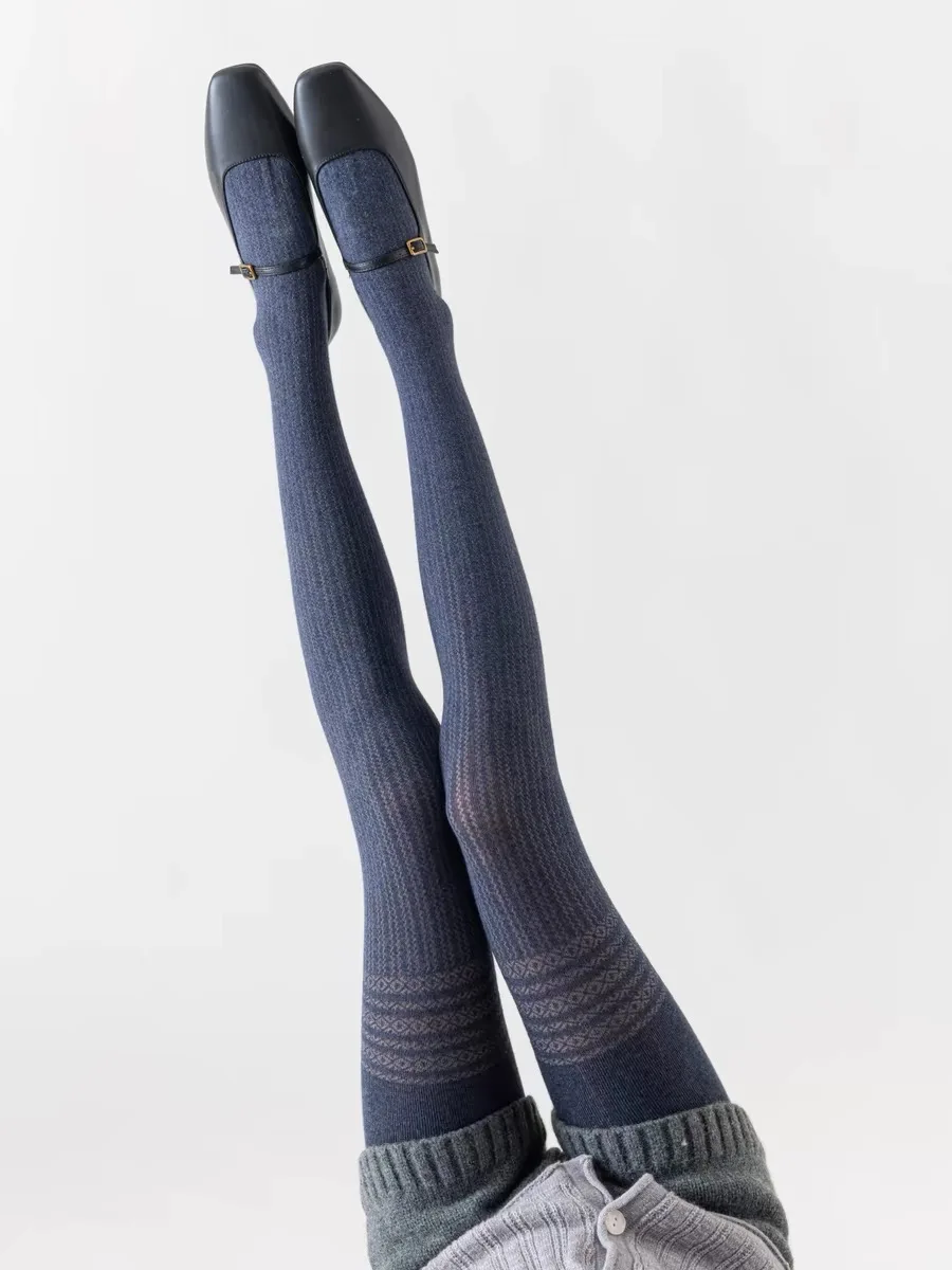 Весенне-осенние женские винтажные вязаные леггинсы в японском стиле Mori Girls