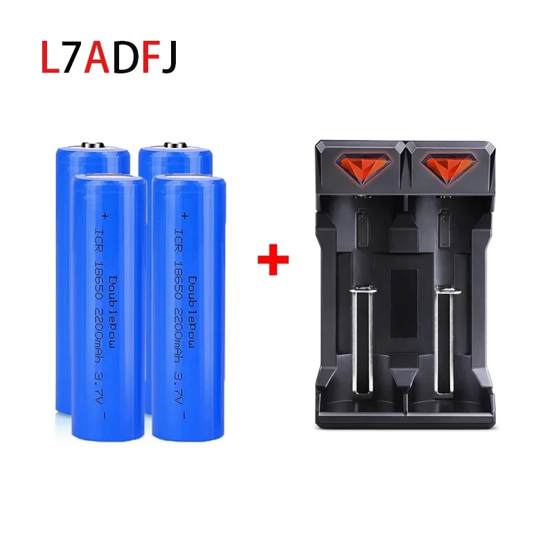 Фото 2200mah 18650 Li-ion Batteries With Charger 3.7V Rechargeable Battery For Electric Pointer Doorbell Flashlight Lithium Battery №1