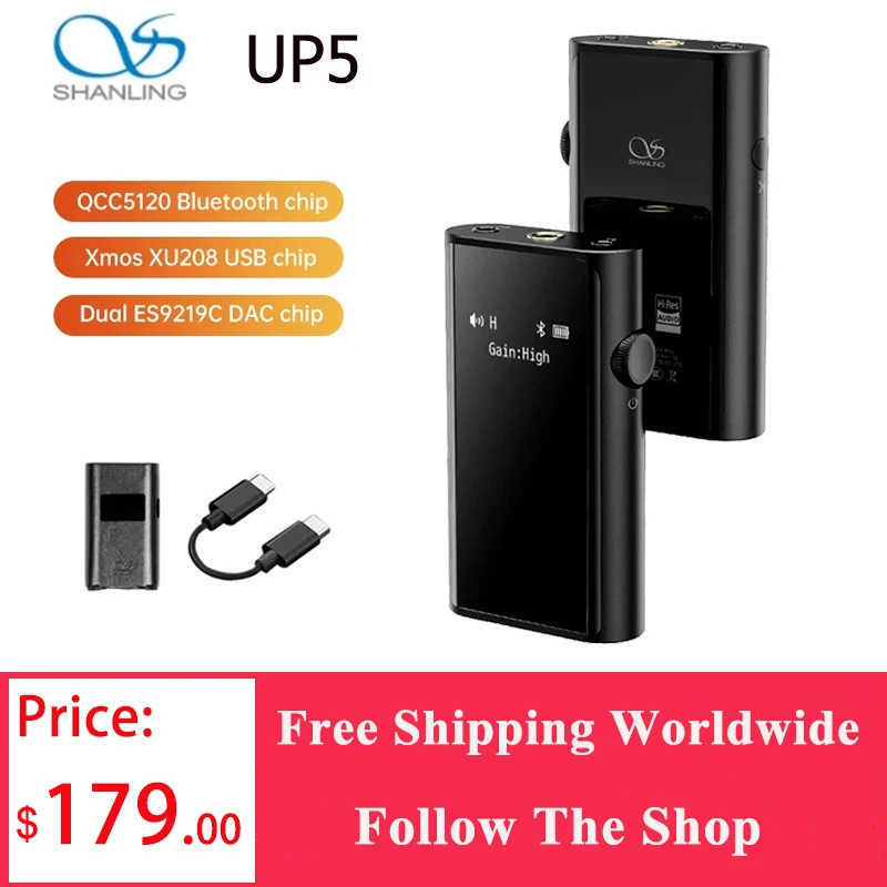 

Усилитель для наушников Shanling UP5 с декодированием Dual ES9219C сбалансированный Bluetooth USB DAC до 384K/ DSD256 3,5/2,5/4,4 мм разъем для наушников