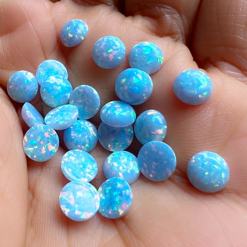 50 шт./лот OP26 цветок Cronflower синий 6 мм круглый Огненный Опал Круглый с плоским дном