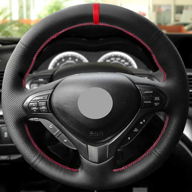 Hand Stitched Car Steering Wheel Cover For Honda Accord Euro 2008-2015 Acura TSX Sport Wagon 2009-2014 Perforated Leather Trim