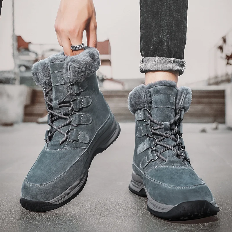 SALUDAS Men Winter Boots Waterproof Hunting Boots Outdoor Camping Hiking Tactical Boots Luxury Leather Warm Snow Sneakers Male