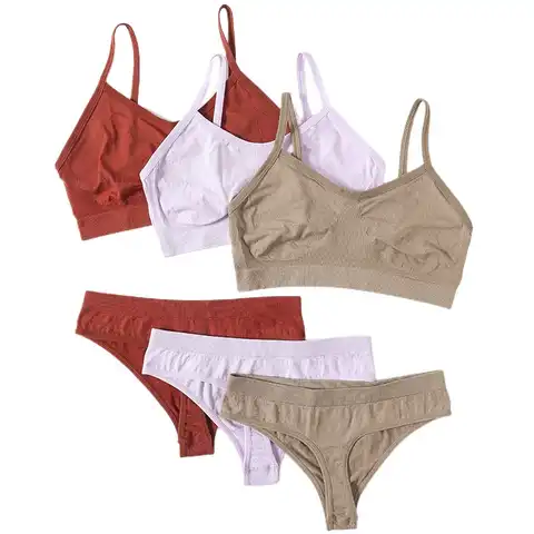 Women Bra Set Lingerie Bralette Sexy G-String Low Waist Panties Comfort Brassiere Tops Female Seamless Underwear Sets Intimates