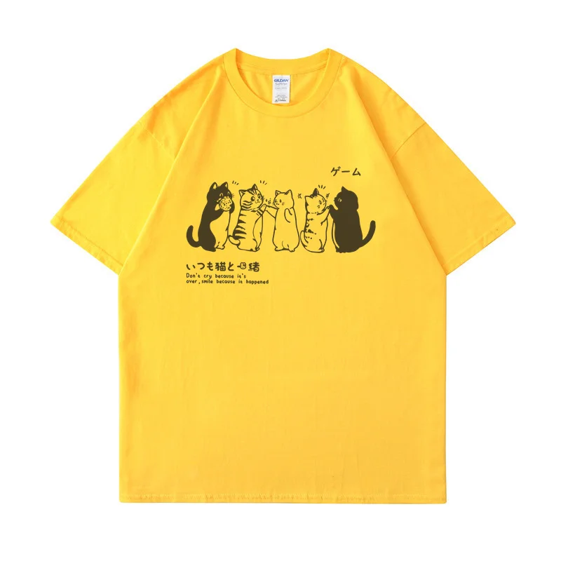 Y2K Мужская Хлопковая Теннисная Футболка В Стиле Хип-хоп С Коротким Рукавом И