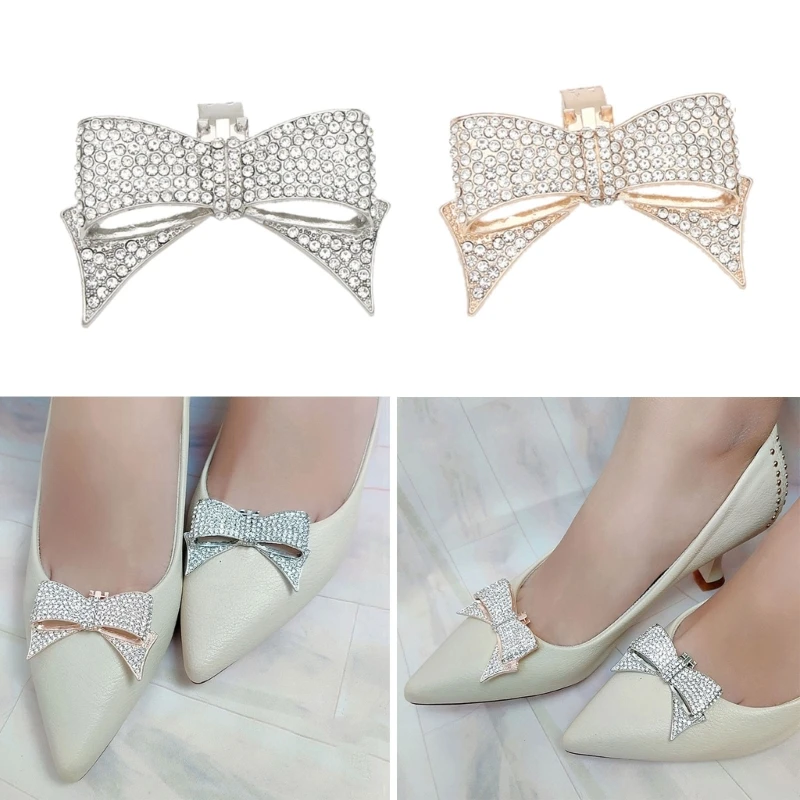 

Украшения для обуви с бантом, зажим для обуви, Очаровательная Пряжка, свадебные блестящие зажимы на высоком каблуке для невесты, аксессуары для женщин Y08E