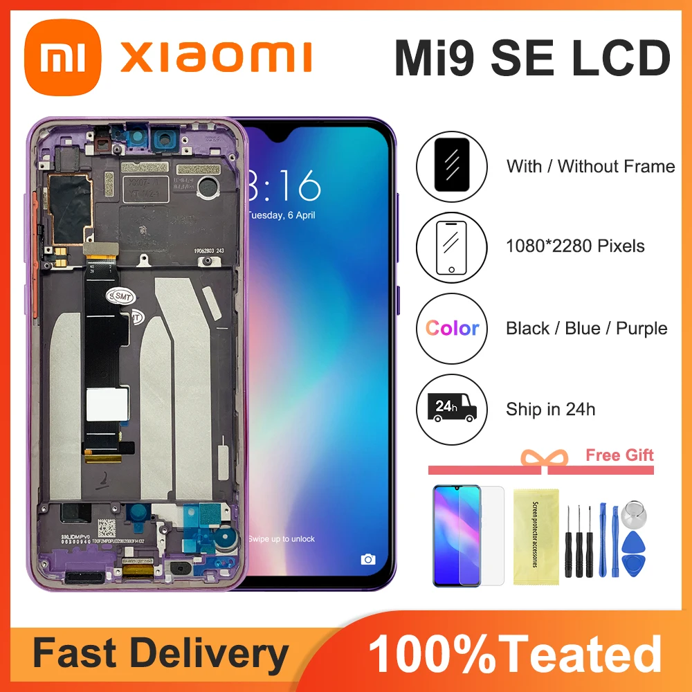 

ЖК-дисплей с рамкой для Xiaomi MI 9 SE Mi9 Se, сменный сенсорный экран с дигитайзером для MI 9Se