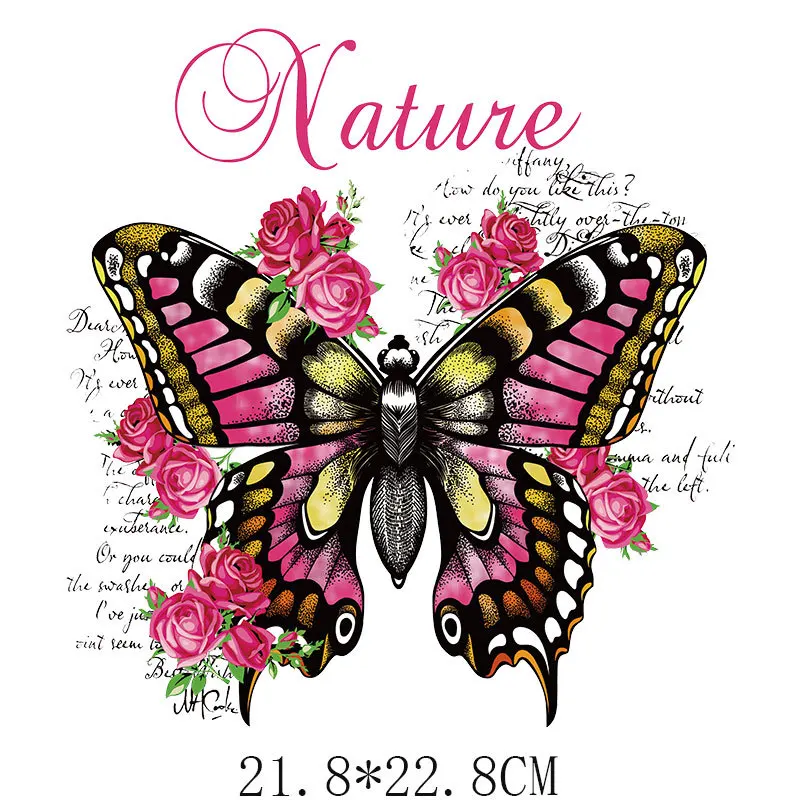 

Letter Butterfly Fashion Iron on Patches For DIY Heat Transfer Clothes T-shirt Thermal transfer stickers Decoration Printing