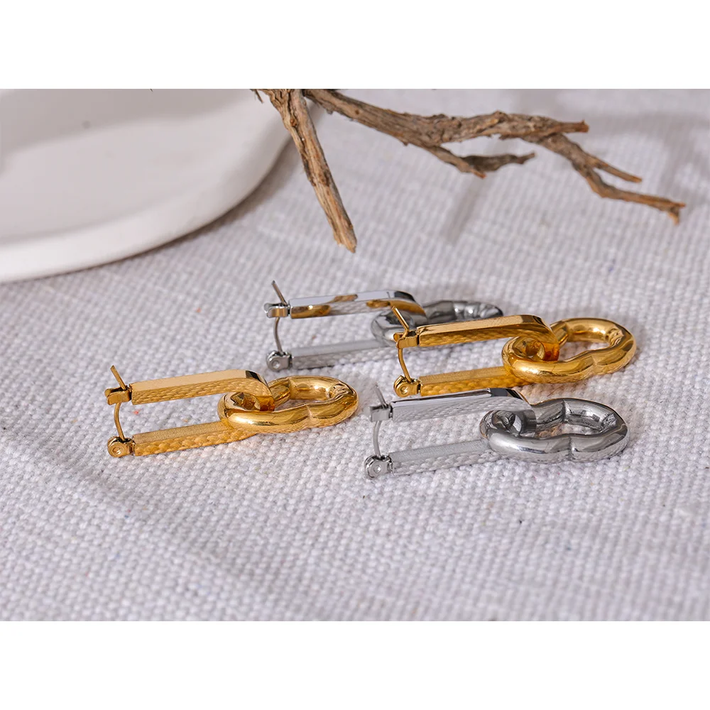 Геометрические длинные серьги-кольца из нержавеющей стали 316l