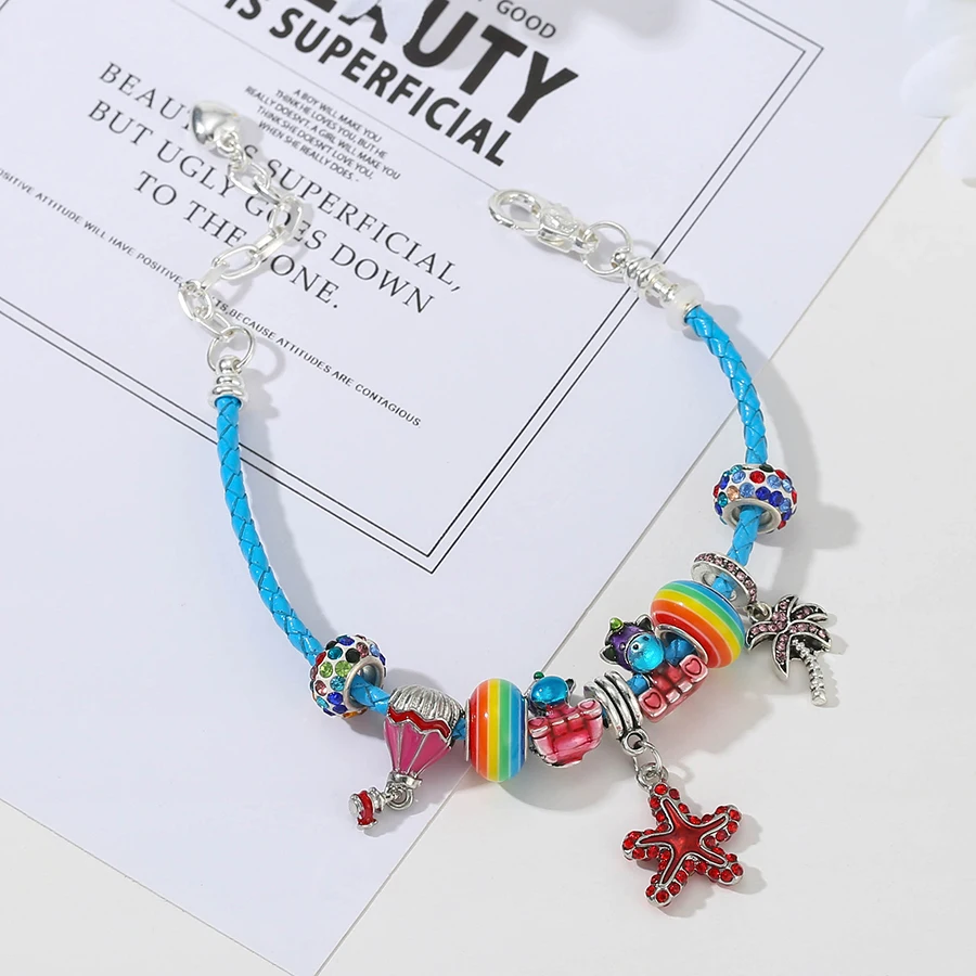 Seialoy летние парусные красные морские звезды очаровательные кожаные браслеты для