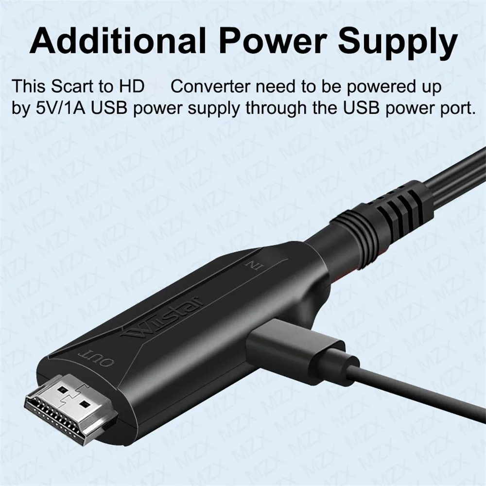 Фото Совместимый с Scart в HDMI и HDMI-совместимый конвертер кабеля Scart Адаптер 1080P Видео Аудио AUF HDTV ПК DVD Игровые аксессуары №5