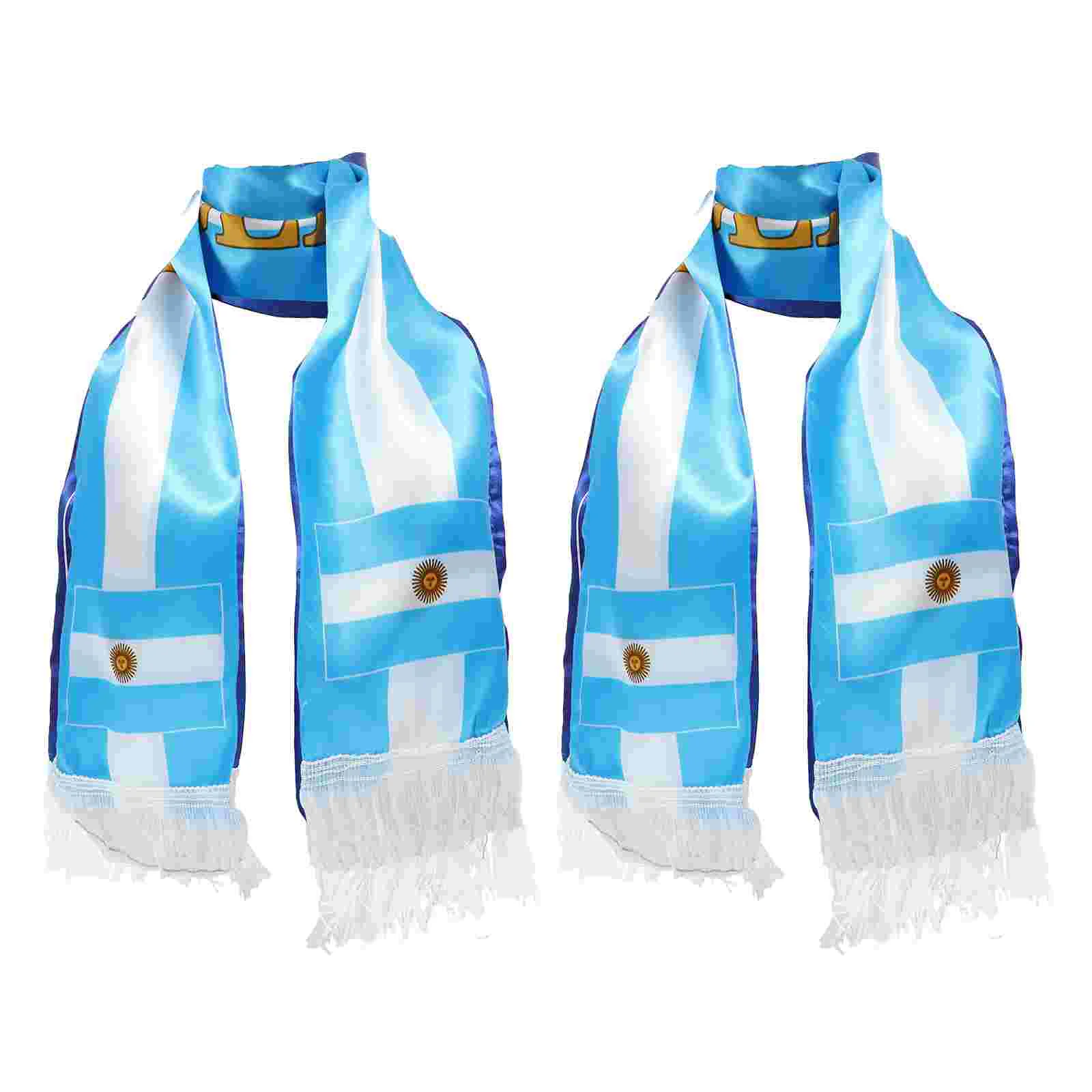 

2pcs Scarf Flag Argentina Fans Scarf Football Events Cheering Props Soccer Game Knit Scarf Party Favors