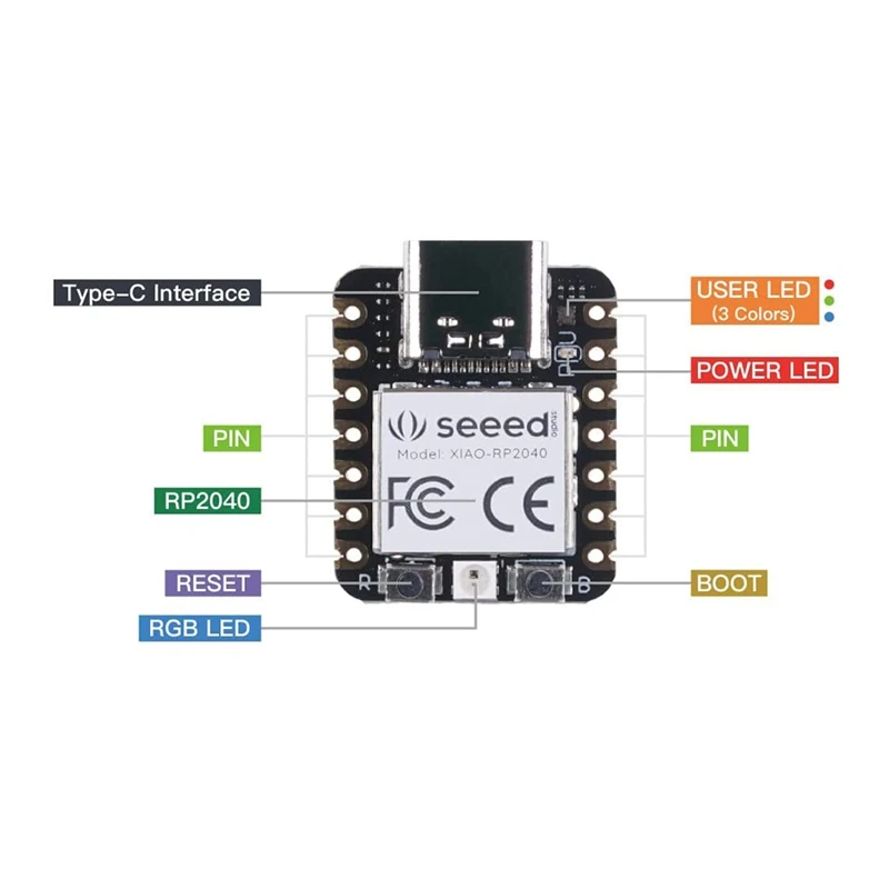 Фото Микроконтроллер Seeeduino XIAO RP2040, с двухъядерным процессором ARM Cortex M0 +, для Arduino, MicroPython №3
