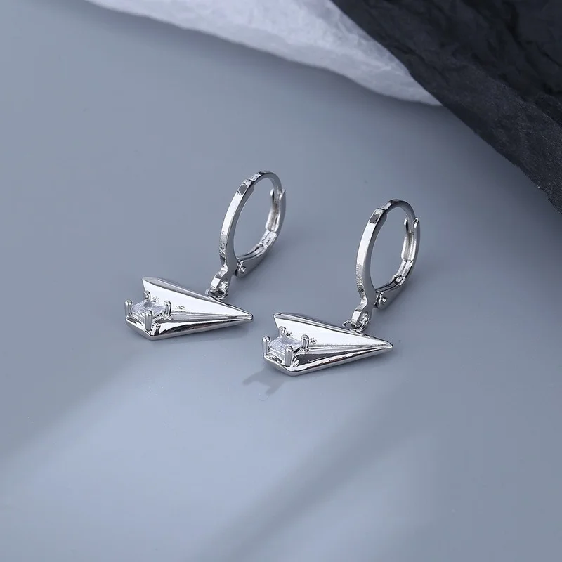 

Xingyunday Zircon Airplane Earrings for Women Girl Childlike Sweet Ear Buckles Korean Fashion Silver Color Jewelry