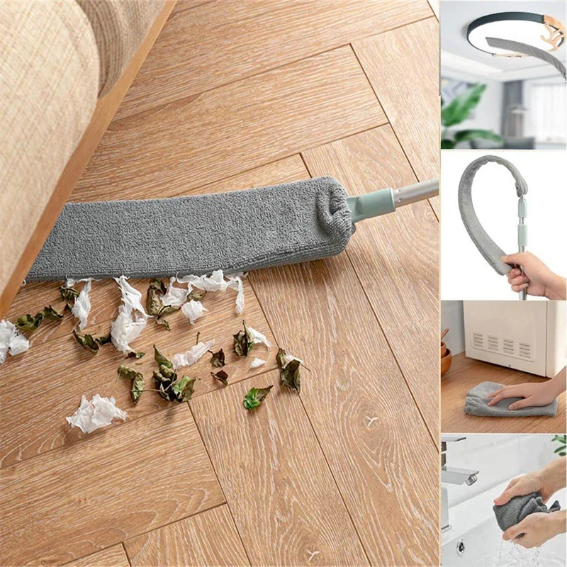 

Long-Handled Aluminum Rod Retractable Flat Dust Gap Brush Can Be Removed Static Adsorption Superfibre Cloth Cover Head Cleaning