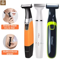 kemei electric shaver electric razor men multi purpose shaver dry wet body eyebrow trimmer facial care electric hair clipp
