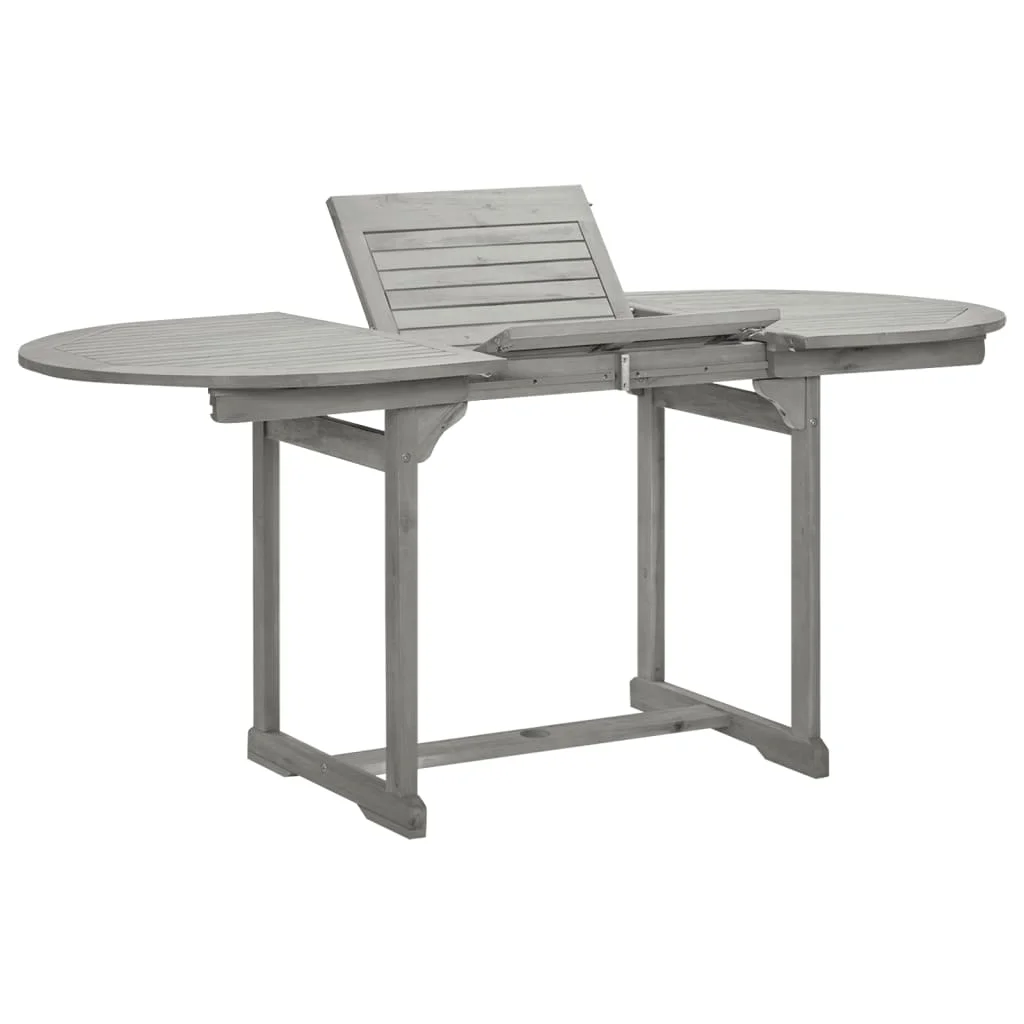 

Garden Table, Solid Acacia Wood Outdoor Table , Patio Furniture Grey Ovel (120-170)x80x75 cm