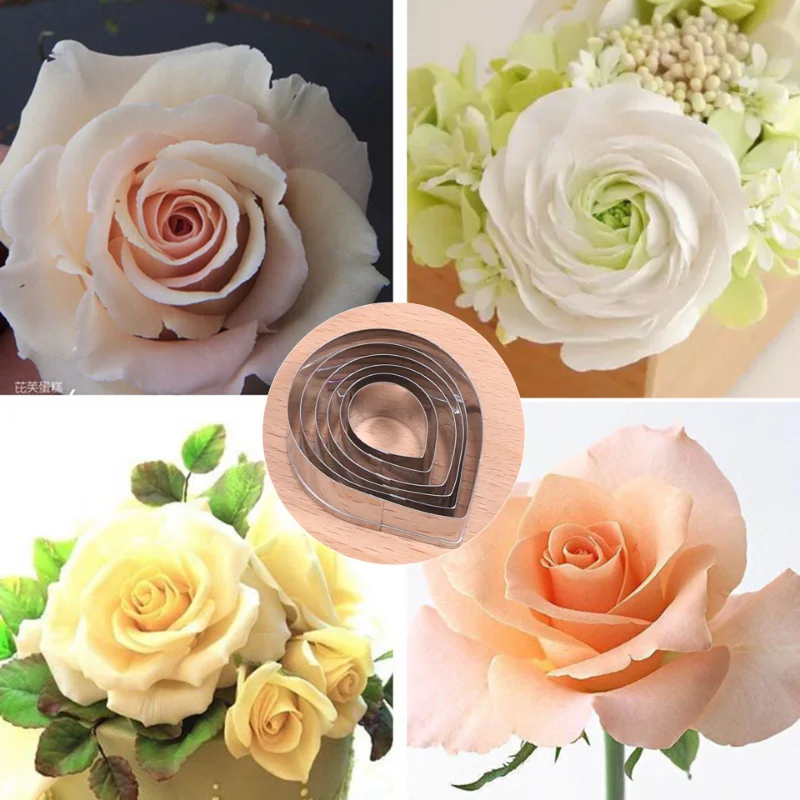

23pcs Rose Flower Mold Handmade Fondant Cake Decoration Mould Petals Leaves Flower Cutter Kitchen Stainless Baking Tool Bakeware
