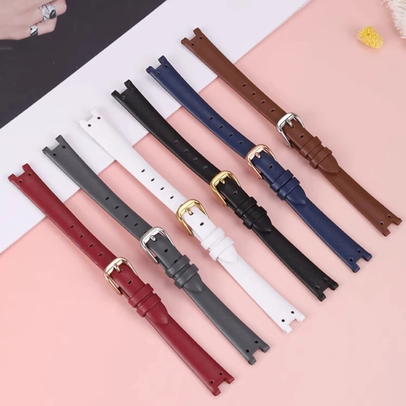 Women's Genuine Leather Watch Strap For Anne Klein AK2156/2157/2618 Cowhide Watchband 12mm Concave Interface Bracelet Soft